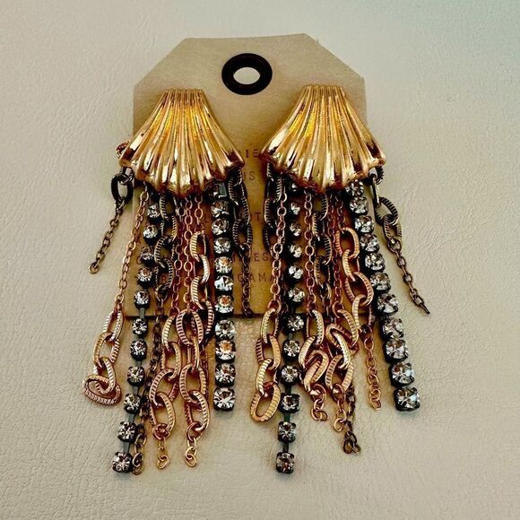 Anthropologie Sea Shell, fringe drop earrings. - Picture 1 of 4